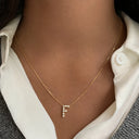 Bezel Diamond Initial Necklace