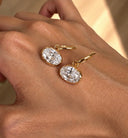 Mila Georgian Inspired East West Oval Diamond Drop Earrings