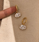 Mila Georgian Inspired East West Oval Diamond Drop Earrings