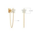 Flower Diamond Chain Drop Earrings