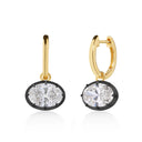 Mila Georgian Inspired East West Oval Diamond Drop Earrings