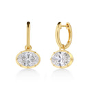 Mila Georgian Inspired East West Oval Diamond Drop Earrings
