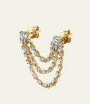 Double Pierce Diamond Cascade Chain Stud Earrings