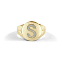 Pavé Diamond Initial Signet Ring