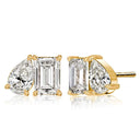 Toi et Moi Emerald and Pear Stud Earrings