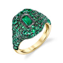 Emerald Pavé Diamond Pinky Ring