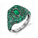 Emerald Pavé Diamond Pinky Ring