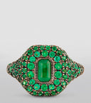 Emerald Pavé Diamond Pinky Ring
