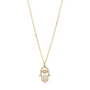 Large Diamond Evil Eye Hamsa Hand Pendant Necklace