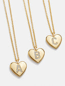 Initial Heart Pave Diamond Necklace