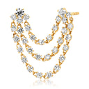 Double Pierce Diamond Cascade Chain Stud Earrings