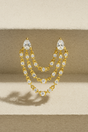 Double Pierce Pear Diamond Cascade Chain Stud Earrings
