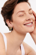 Double Pierce Pear Diamond Cascade Chain Stud Earrings