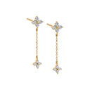 Floral Diamond Chain Drop Earrings