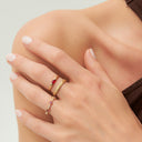 Clover Ruby and Diamond Eternity Band