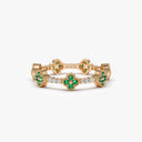 Clover Emerald and Diamond Eternity Band
