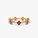 Clover Ruby and Diamond Eternity Band