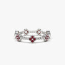 Clover Ruby and Diamond Eternity Band