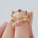 Clover Citrine and Diamond Eternity Band