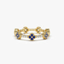 Clover Sapphire and Diamond Eternity Band