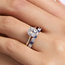 Round Diamond and Sapphire Half Eternity Band