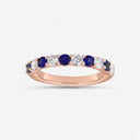 Round Diamond and Sapphire Half Eternity Band