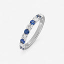 Round Diamond and Sapphire Half Eternity Band