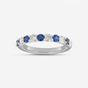 Round Diamond and Sapphire Half Eternity Band