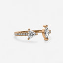 Marquise and Trillion Open Mixed Cuff Ring with Side Stones