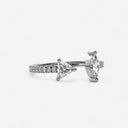 Marquise and Trillion Open Mixed Cuff Ring with Side Stones