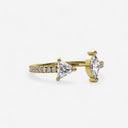 Marquise and Trillion Open Mixed Cuff Ring with Side Stones