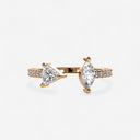Marquise and Trillion Open Mixed Cuff Ring with Side Stones