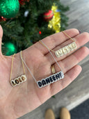 Bubble Name Necklace with Diamond Pavé Outline