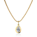Double Bezel Pear Cut Lab Grown Diamond Necklace on Ball Chain