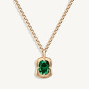 Cushion Cut Emerald Lunar Pendant Necklace