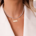 Bubble Name Necklace with Diamond Pavé Outline