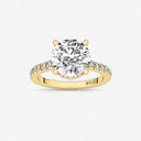 Round Hidden Halo Side Stone Engagement Ring