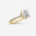 Round Hidden Halo Side Stone Engagement Ring