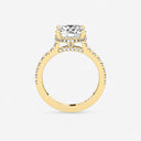 Round Hidden Halo Side Stone Engagement Ring
