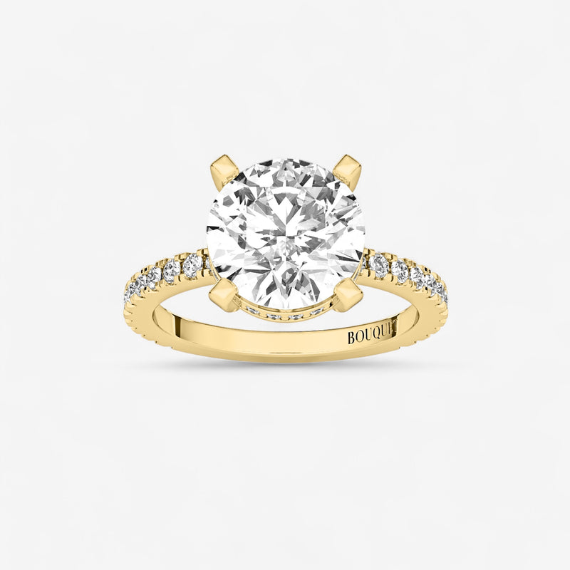 Round Hidden Halo Pave Engagement Ring
