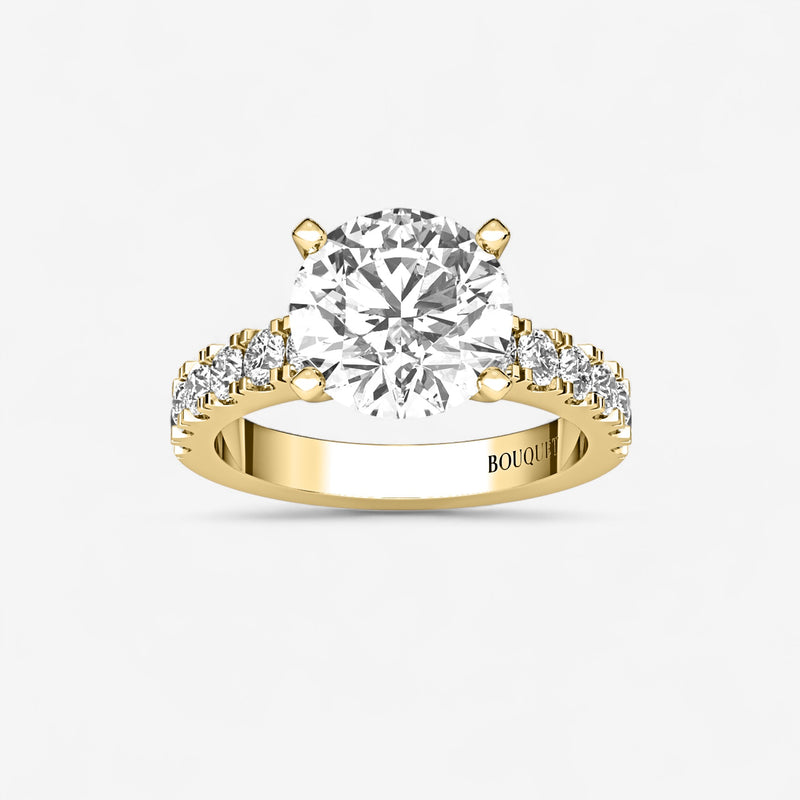 Round Split Prong Side Stone Engagement Ring