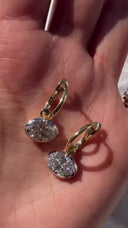 Mila Georgian Inspired East West Oval Diamond Drop Earrings